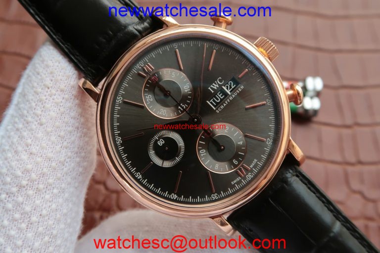Imitation IWC V6 Portofino IW391021 Chronograph Gray Dial Leather Strap Watch00227