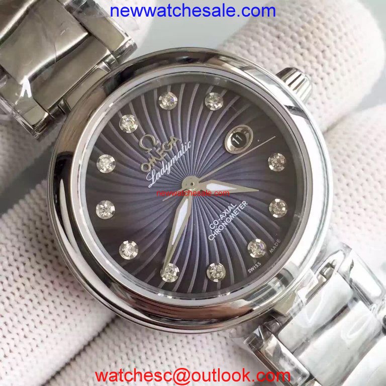 Imitation Omega De Ville Lady Blue Textured Dial Bracelet Omega Watch00960