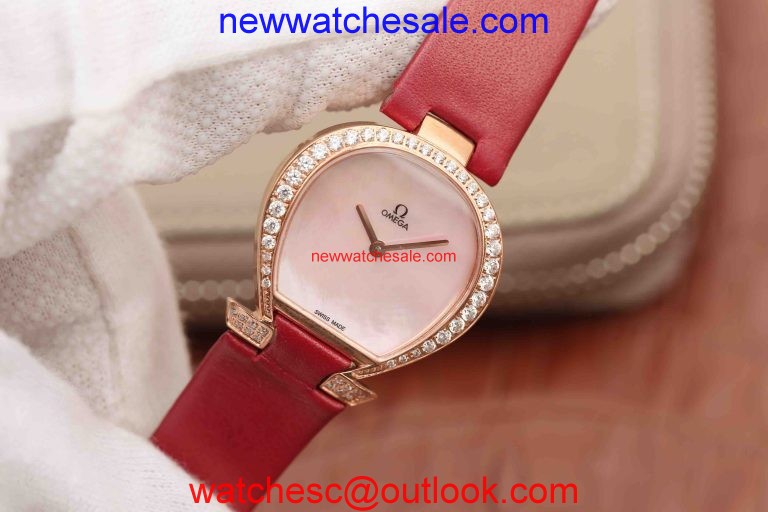 Imitation Omega Omegamania Specialities 5886.72.51 Diamonds Bezel Pink Dial Ronda Quartz Watch01275