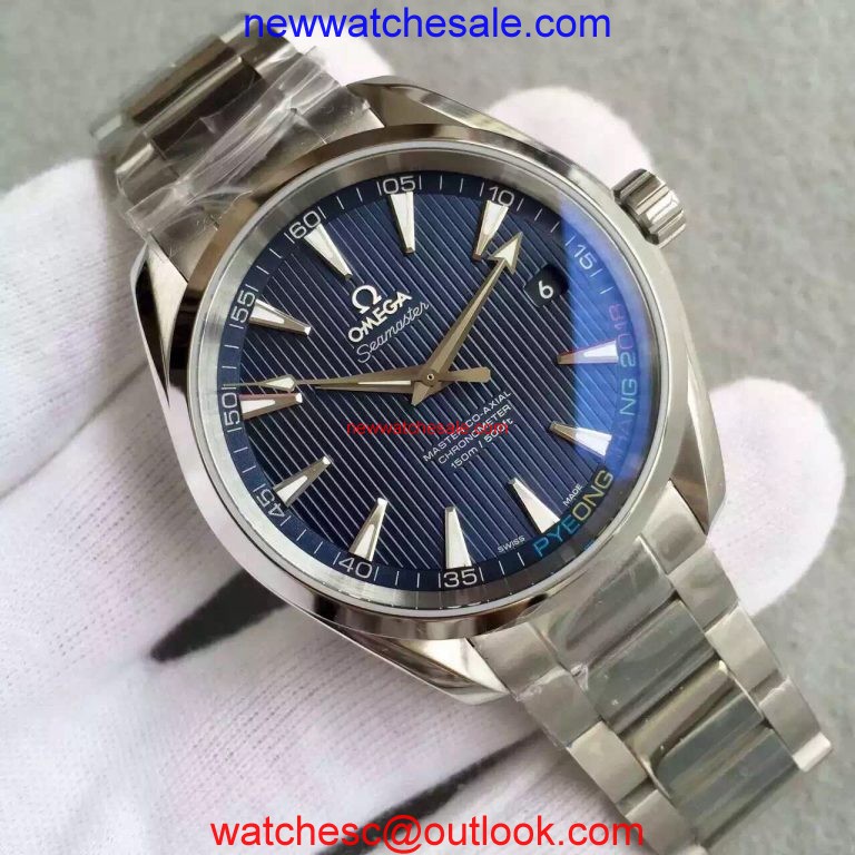 Imitation Omega Seamaster CO-AXIAL Master PyeongChang 2018 Blue Dial Bracelet Omega Watch01015