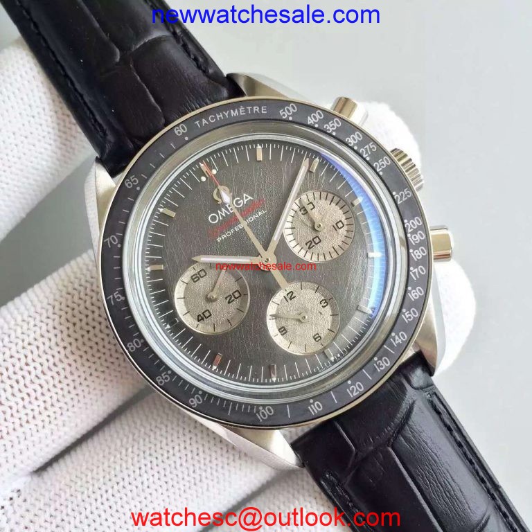 Imitation Omega Speedmaster apollo 17 40th anniversary Gray Dial Leather Strap Watch00360
