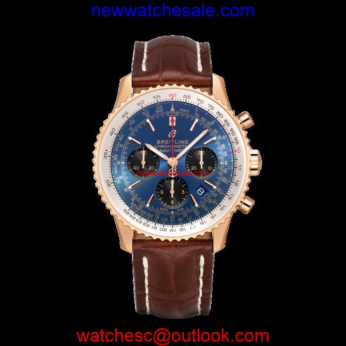Knockoff Best Breitling Navitimer 1 B01 Chronograph 43 Red gold Blue Watch00404