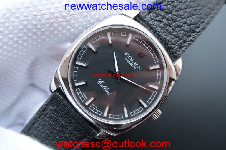 Knockoff High Quality Rolex Cellini Danaos 4243 Black Dial Black Leather Strap Watch00186