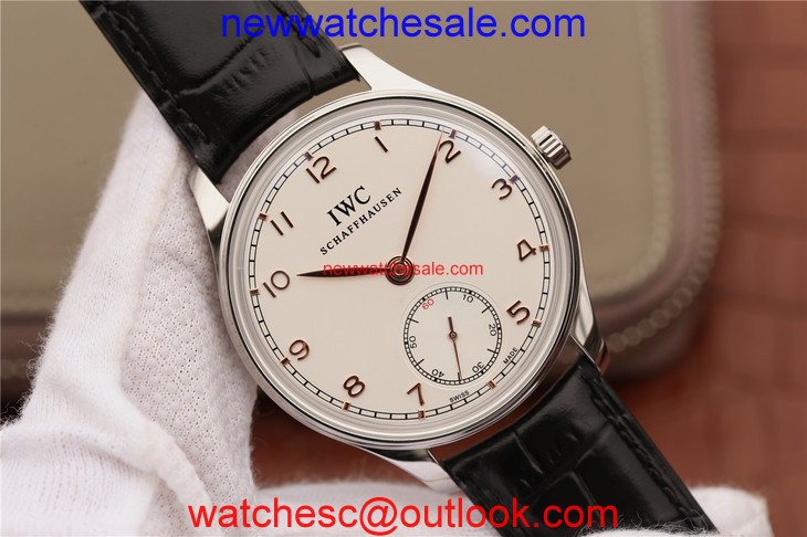 Knockoff IWC Portuguese IW5454 White Dial Leather Strap Hand IWC Watch01289