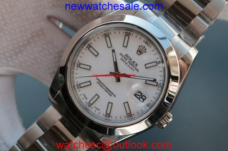 Knockoff Rolex DateJust 41mm 126333 Polished Bezel White Dial Bracelet Watch00565