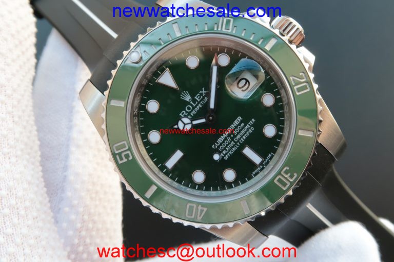 Knockoff Rolex Submariner 116610 LV Green Ceramic V7 Black Rubber Strap Rolex Watch01091