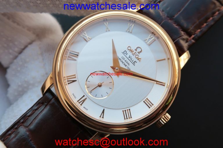 Luxury Omega MKF De Ville 39mm Co-Axial White Dial Brown Leather Omega Watch00277