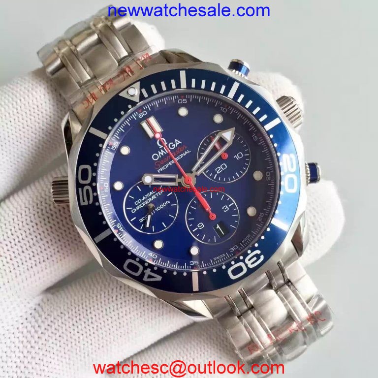 Luxury Omega Seamaster 300m Diver Blue Dial Blue Bezel Bracelet Omega Watch00963