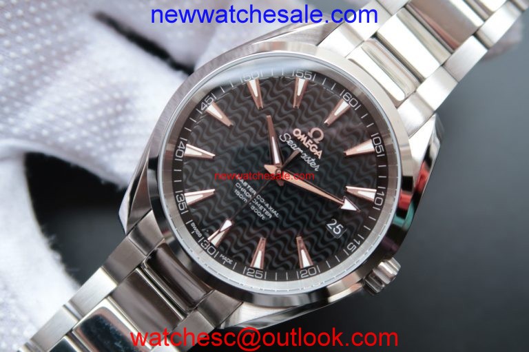 Omega Aqua Terra 150M Black Wave Textured Dial Bracelet Watch00390