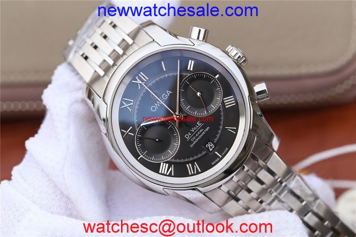 Omega De Ville Chronograph 42mm Black Dial Bracelet Watch00571