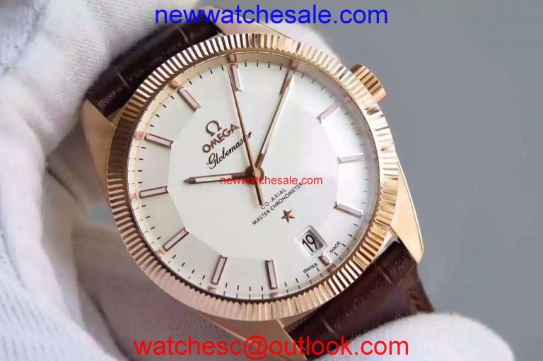 Omega Globemaster Master Case White Dial Brown Leather Strap Omega Watch01179