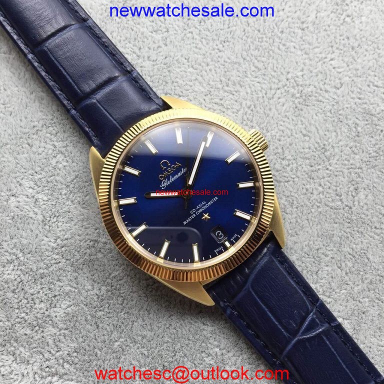 Omega Globemaster Master Chronometer Case Blue Dial Leather Strap Omega Watch00451