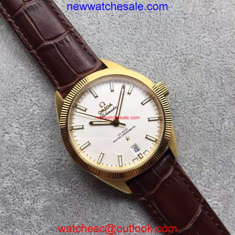 Omega Globemaster Master Chronometer Case White Dial Leather Strap Watch00667
