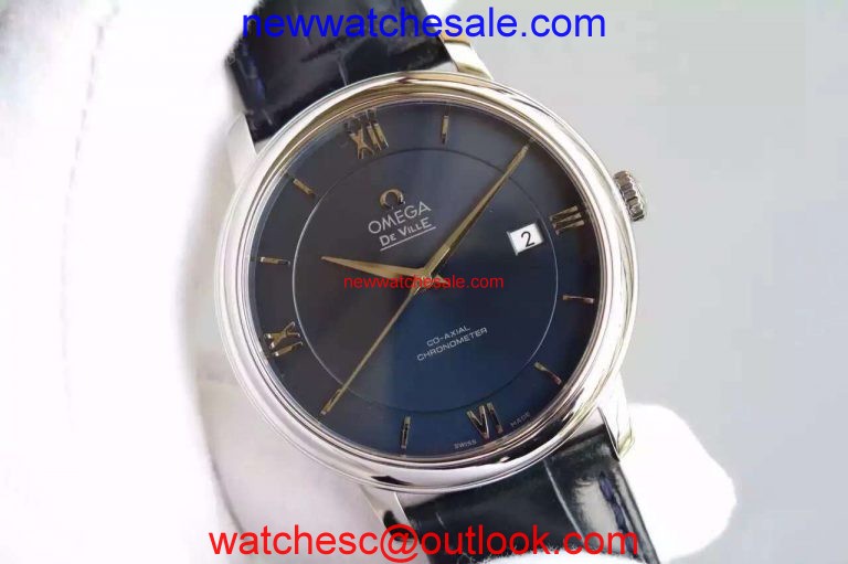 Omega MKF De Ville 39.5mm Blue Dial Blue Leather Strap Watch00857