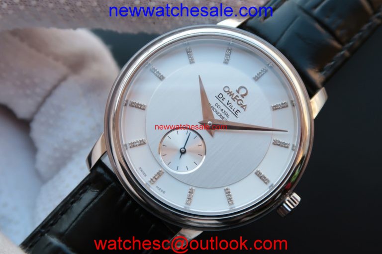 Omega MKF De Ville 39mm Co-Axial White Dial Diamonds Markers Leather Omega Watch00555