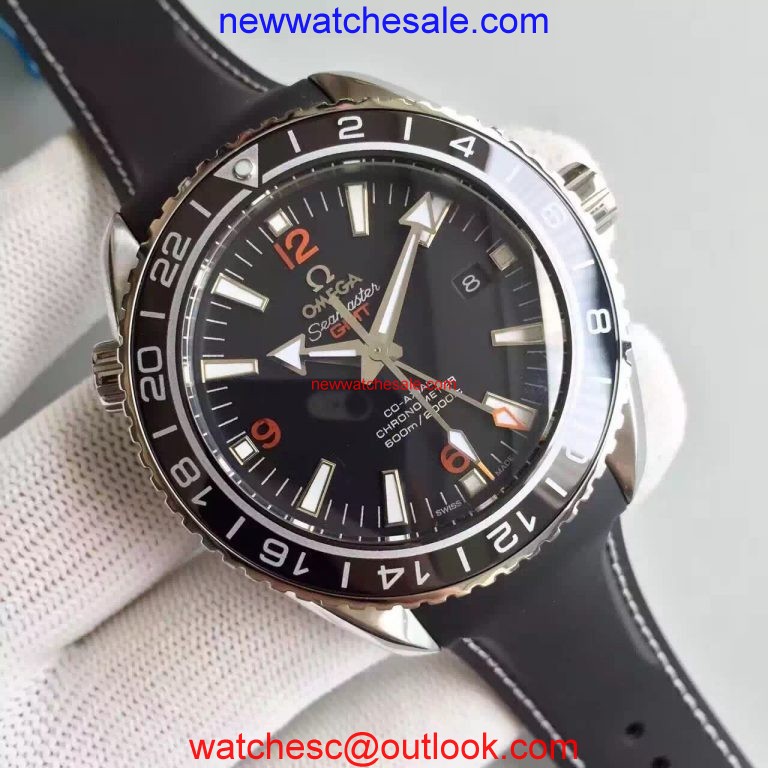 Omega Planet Ocean GMT Black Dial Orange Markers Rubber Strap Omega Watch00235