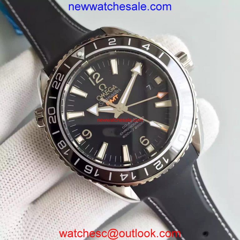 Omega Planet Ocean GMT Black Dial Silver Markers Black Rubber Strap Watch00939