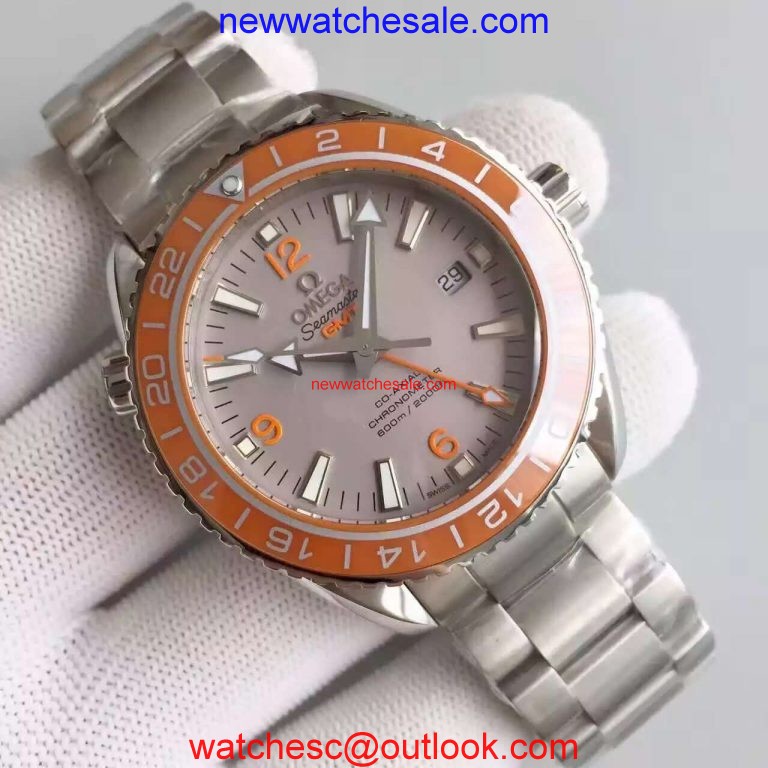 Omega Planet Ocean GMT Gray Dial Orange Bezel Bracelet Watch00359