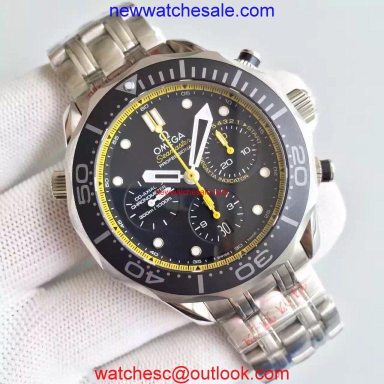 Omega Seamaster 300m Diver Black Dial Yellow Inner Bezel Bracelet Omega Watch00379