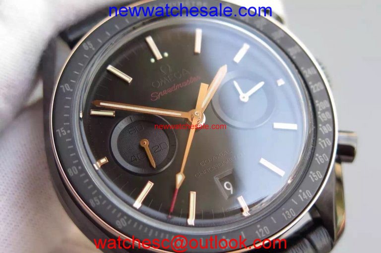 Omega Speedmaster Moonwatch Co-Axial Chronograph Sedna Black Leather Omega Watch00067