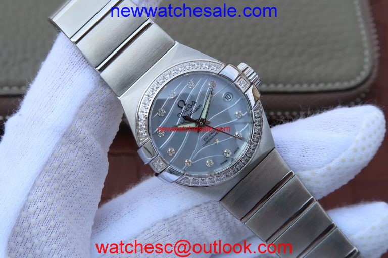 Omega V6 Constellation 27mm Blue Dial Diamonds Markers Bracelet Watch01272
