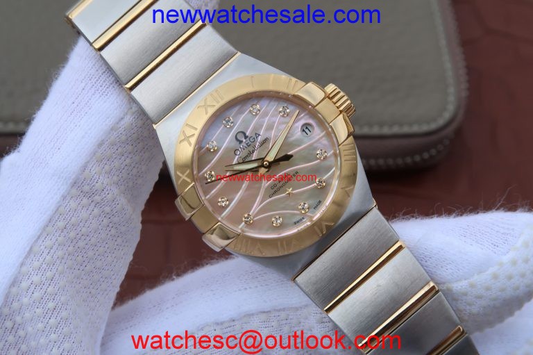Omega V6 Constellation 27mm Dial Diamonds Markers Bracelet Watch00286