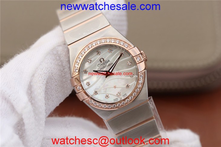 Omega V6 Constellation 27mm Silver Dial Diamonds Bezel Bracelet Ronda Quartz Omega Watch00024