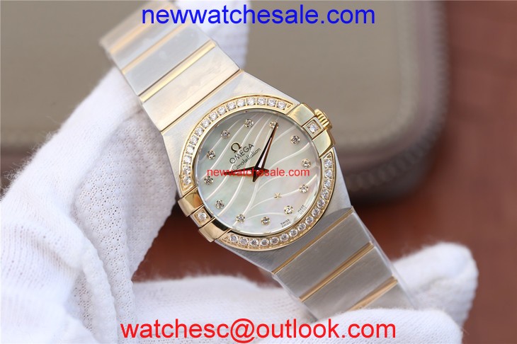 Omega V6 Constellation 27mm Silver Dial Diamonds Bezel Bracelet Ronda Quartz Omega Watch01140