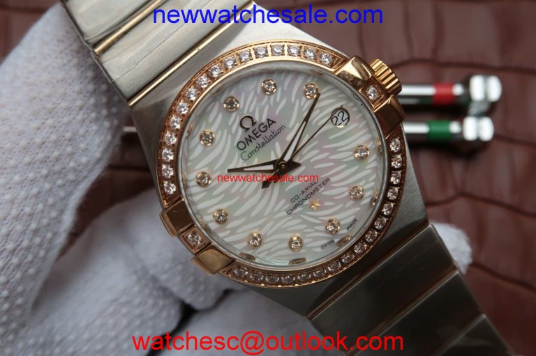 Omega V6 Constellation 35mm White Dial Diamonds & Bezel Markers Bezel Watch00050