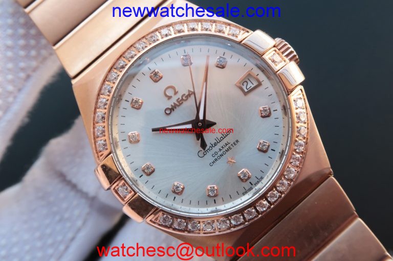 Omega V6 Constellation White Dial Diamonds Bezel Bracelet Omega Watch00815