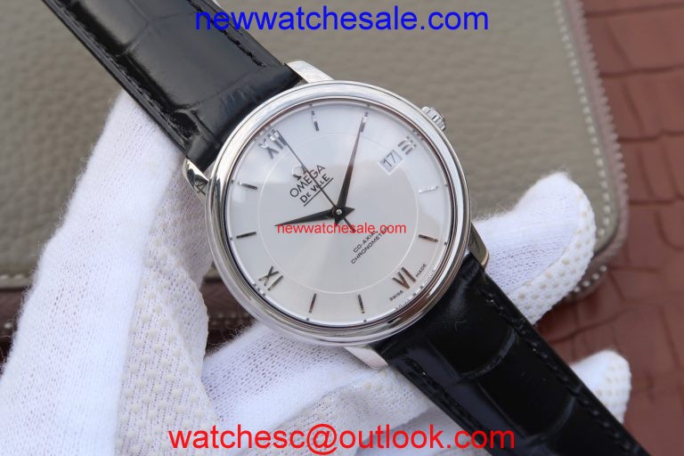 Omega V6 De Ville 37mm White Dial Black Leather Strap Watch01029