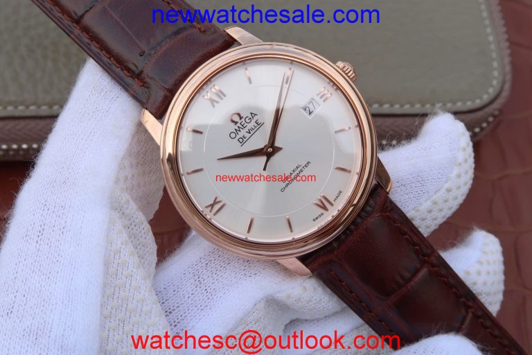 Omega V6 De Ville 37mm White Dial Markers Leather Strap Watch00459