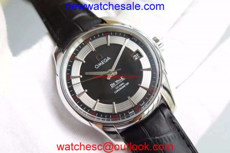 Omega V6F De Ville Hour Vision Co-Axial 41mm Black Dial Black Leather Strap Watch00484