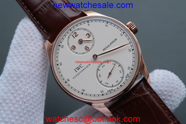 Replica AAA IWC YLF Portuguese Regulateur White Dial Gold Markers Watch00624