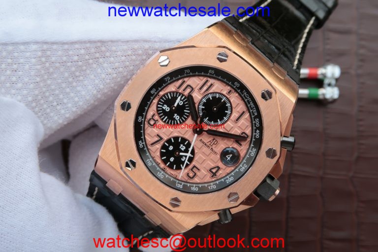 Replica Audemars Piguet Royal Oak Offshore 26470OR Gold Theme Leather Strap Watch00107