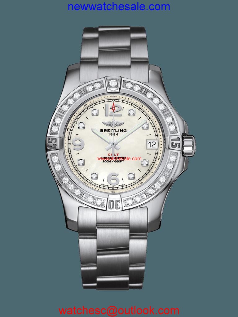 Replica Breitling Colt 36 Steel gem-set bezel Pearl Diamond Watch01089