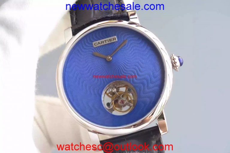 Replica Cartier Rotonde De Cartier Tourbillon Blue Dial Cartier Watch01216