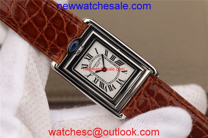 Replica Cartier Tank Reversible White Dial Leather Strap Watch00995