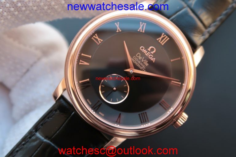 Replica Cheap Omega MKF De Ville 39mm Co-Axial Black Dial Brown Leather Watch00523