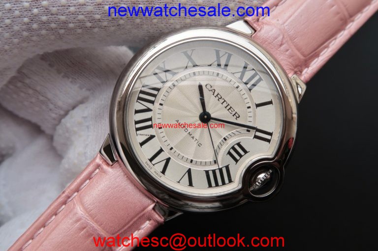 Replica High Quality Cartier Ballon Bleu 36mm White Textured Dial Pink Leather Strap Watch00040
