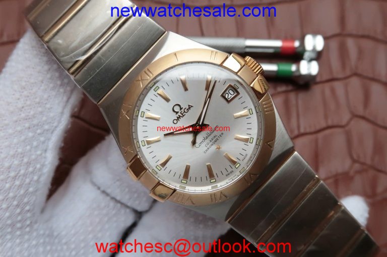 Replica Omega V6 Constellation 35mm White Dial Bezel Bracelet Watch01062