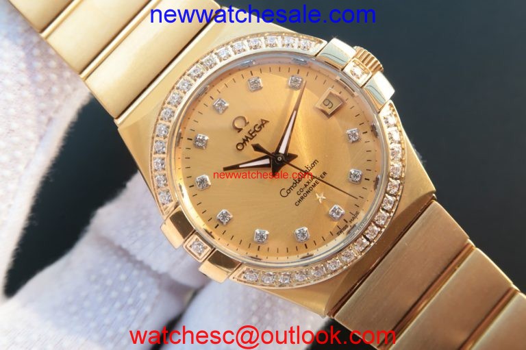 Replica Omega V6 Constellation Dial Diamonds Bezel & Markers Bracelet Watch00020