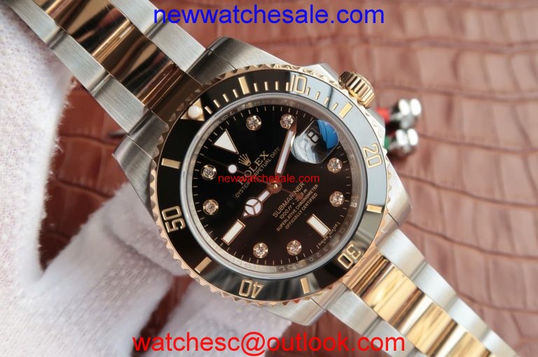 Replica Rolex Submariner 116613 Black Dial Diamonds Markers Bracelet Watch00541