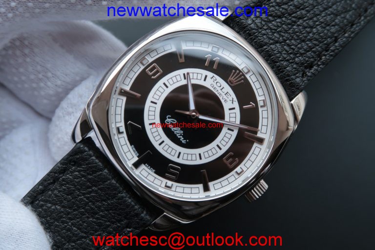 Rolex Cellini Danaos 4243 Black/White Dial Black Leather Strap Watch01064