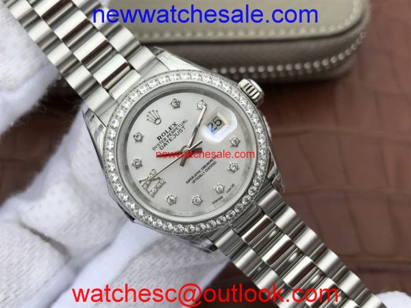 Rolex DateJust 28mm Diamonds Bezel White Dial Diamonds Rome Markers Bracelet Rolex Watch00611