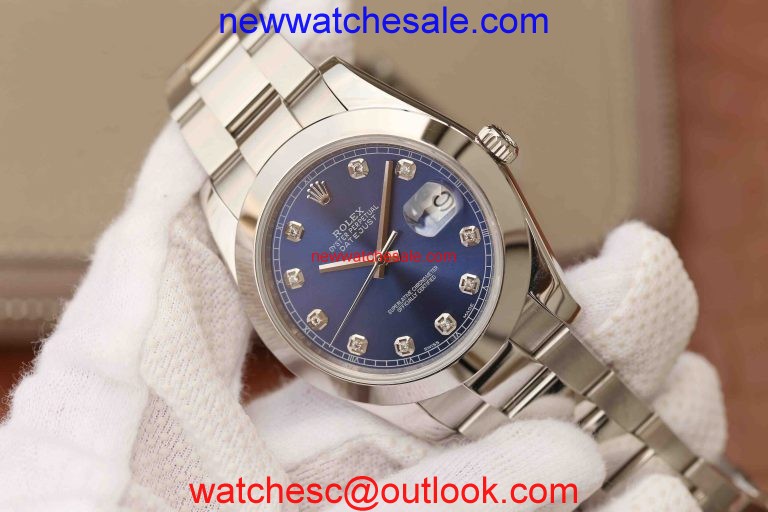 Rolex DateJust 41mm 126300 Blue Dial Diamonds Markers Oyster Bracelet Watch00608