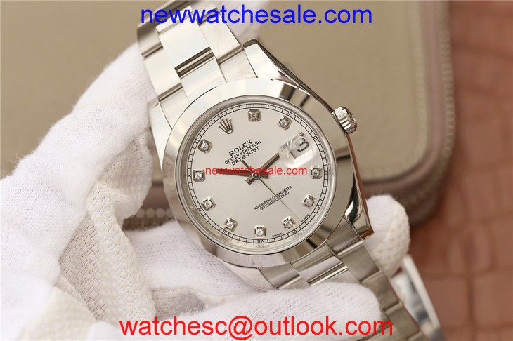 Rolex DateJust 41mm 126300 White Dial Diamonds Markers Bracelet Watch00987