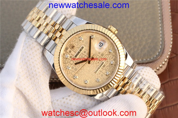 Rolex DateJust 41mm Textured Dial Wrapped Fluted Bezel Bracelet Rolex Watch00212