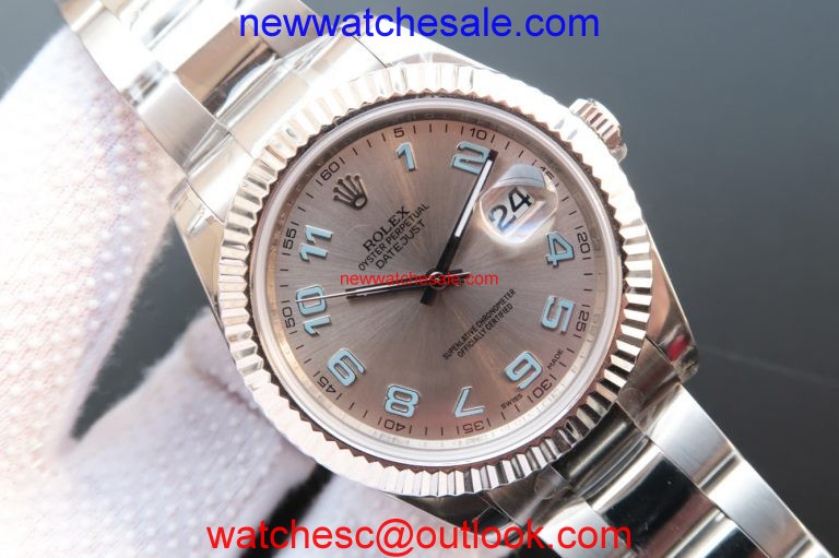 Rolex DateJust II Arabic numerals Fluted Bezel Silver Dial Bracelet Watch00983
