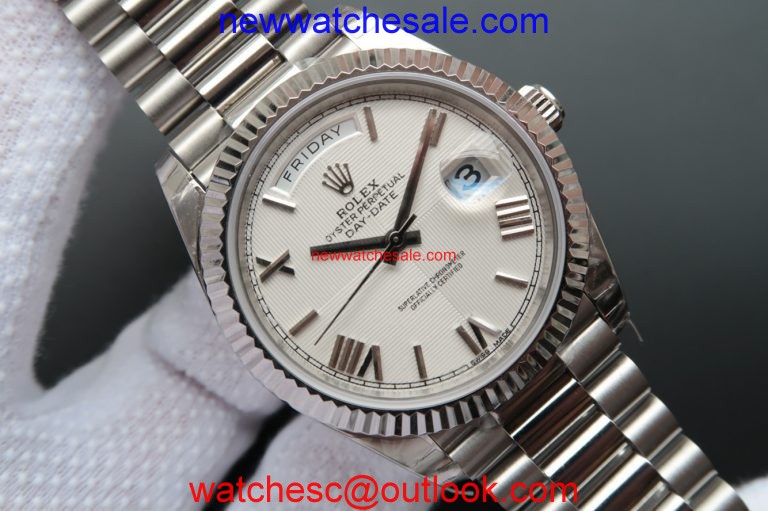Rolex Day-Date 40mm 228239 Quadrant Textured White Dial Bracelet Watch01259
